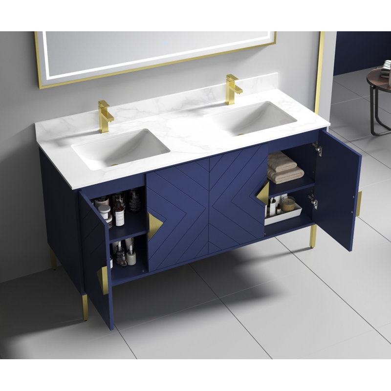 60'' Double Bathroom Vanity with Acrylic Top
