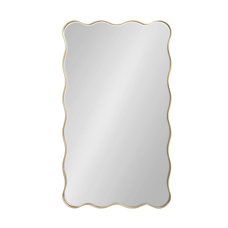 Scalloped Rectangle Bathroom Mirror, Gold, 42" x 24"