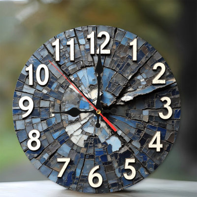 Horloge murale artistique en verre bleu
