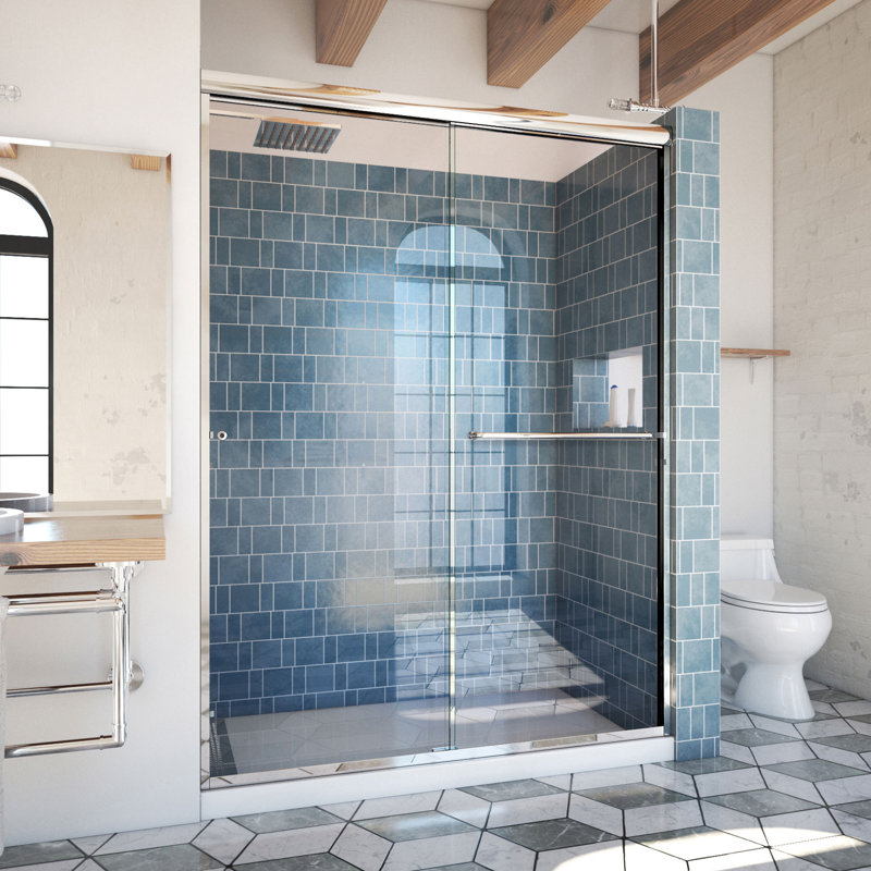  DreamLine Alliance Pro 56 - l 60 po x H 80 3/8 po semi-cadre Bypass porte de douche en chrome, Clair, Chrome, 80.375"