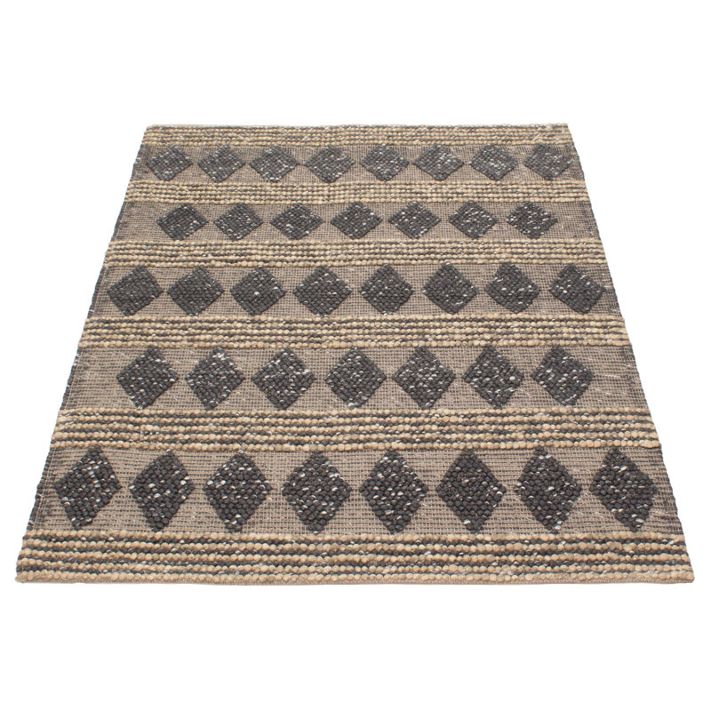 Tapis unique nouvel âge 5 pi x 6 pi 9 po en gris / beige / brun Hemant