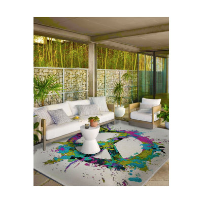 Geometric Themed Patterned Woven Base Machine Washable Rug