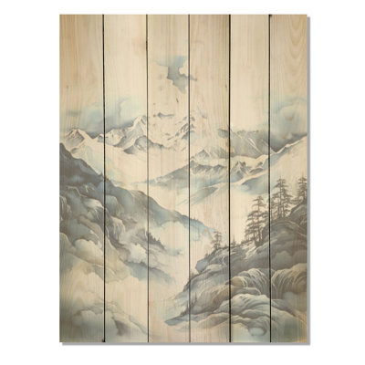 Minimalisme Groenland Horizon I - Art mural en bois de glacier sur bois de pin naturel