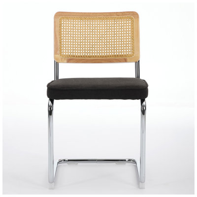 Marcel 23.2" W x 18.5" D x 31.9" H Velvet and Natural Cane Cantilever Dining Chair