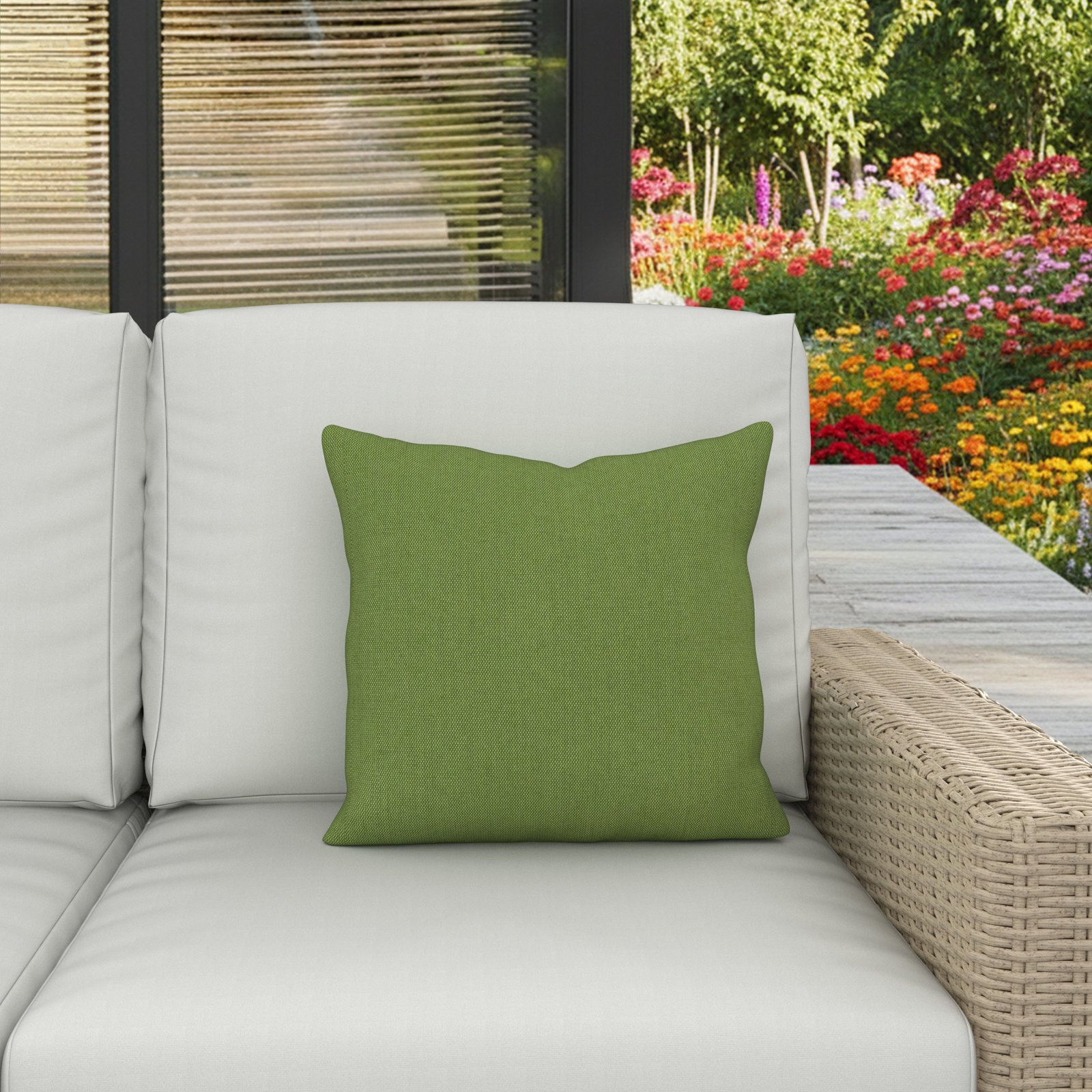 Sunbrella® Throw Pillow, Square 18", Spectrum Cilantro Sunbrella® Plainweave