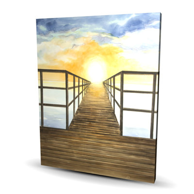 Sunset in the Sea - Coastal Yellow Canvas for Home Decor