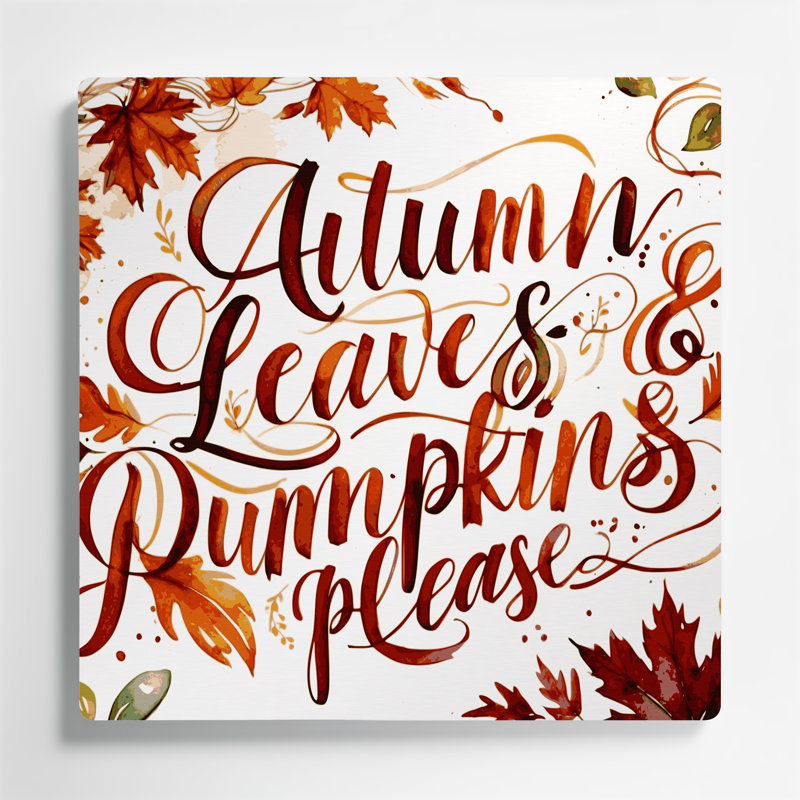 Thanksgiving Inspirational fall sayings Gray Metal Wall Art, 16" H x 16" W x 0.05" D