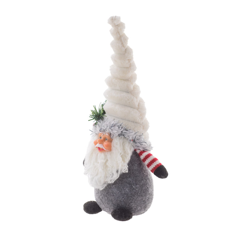 Petit gnome gris et blanc en tissu avec sous-vêtement rayé gris / blanc