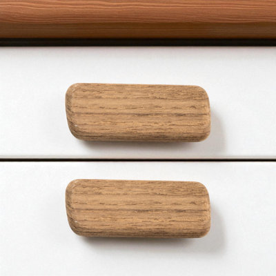 Ensemble de deux poignées de tiroir en bois de teck brun