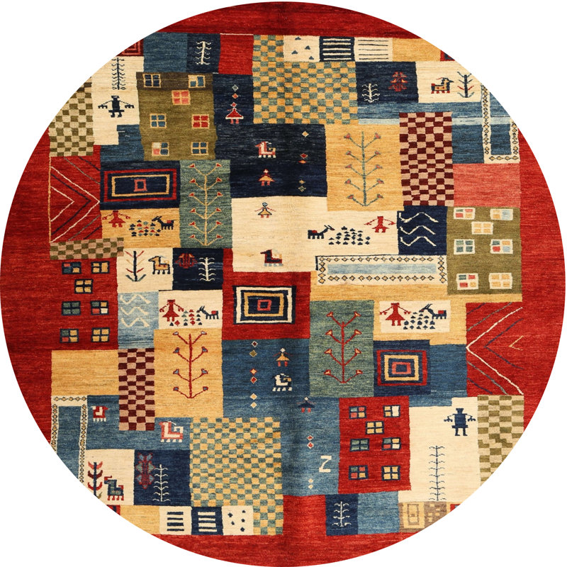 Tapis contemporain beige / brun / gris, Rond 6 pi