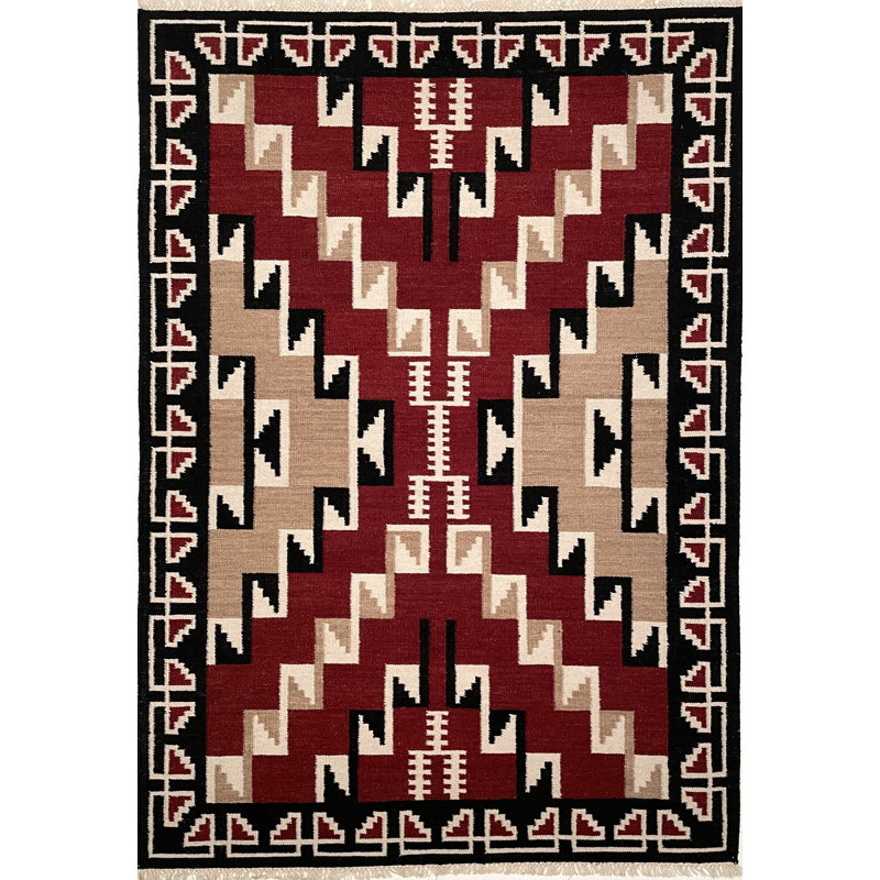 Tapis kilim en laine tissé à la main et réversible Southwestern, Rectangle 5 pi x 7 pi