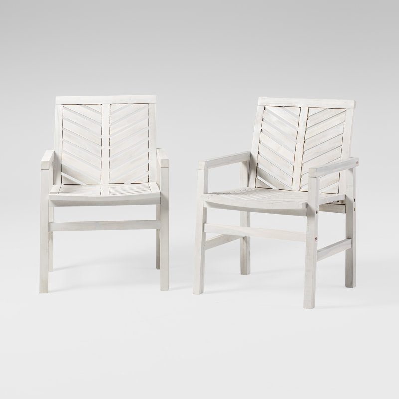 Harbison Wood All-Weather Outdoor Dining Armchair, White Wash