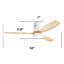 Ventilateur de plafond encastré de 52 pouces DC 3 ventilateur en bois massif Pales Moteur à télécommande réversible avec lumière