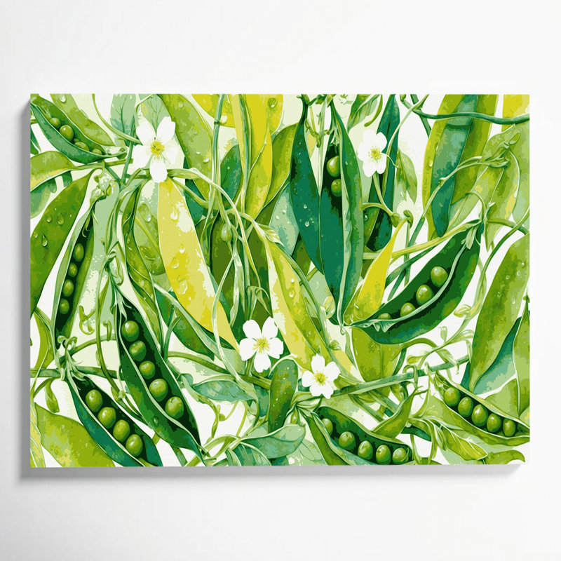 Légumes, pois verts sur toile, art mural, H 16 po x l 20 po