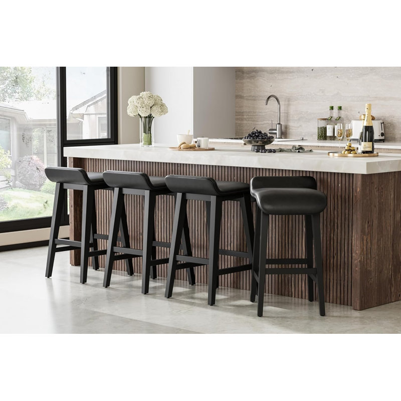 Counter Stool with Metal Frame, 4, 71.83 cm, Black