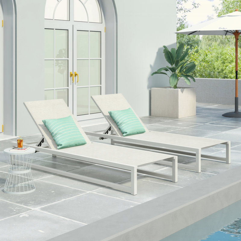 Ensemble de chaises longues polyvalentes et réglables pour le plaisir et la détente en plein air, 2 pièces, Blanc