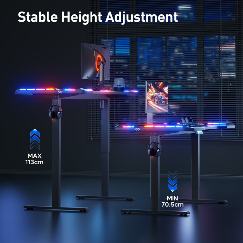 Adjustable Metal Base Standing Desk, 113cm. H x 120cm. W x 60cm. D