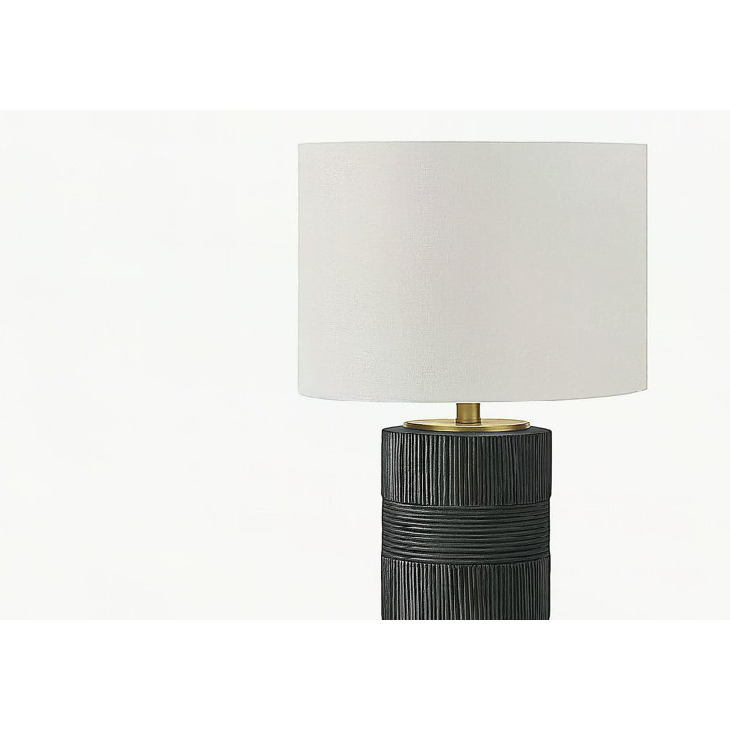 Lighting, 24 po, lampe de table, résine noire, abat-jour ivoire / crème, contemporain