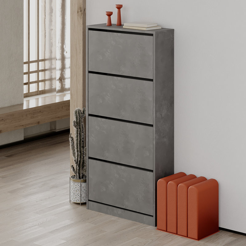 12 Pair Shoe Storage Cabinet, Retro Grey