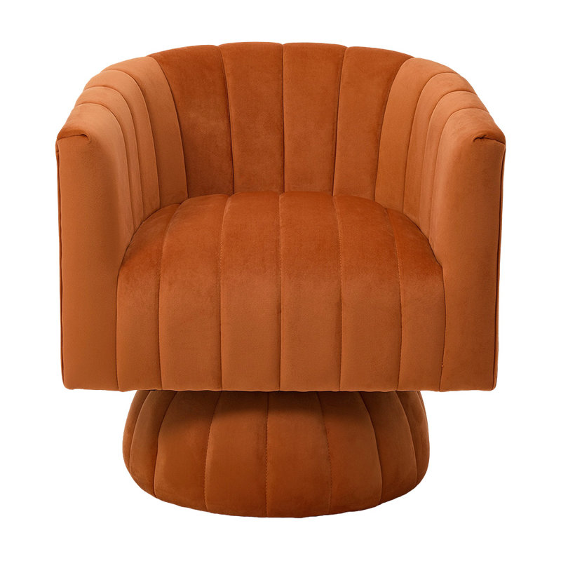 Swivel Chair, Orange Velvet