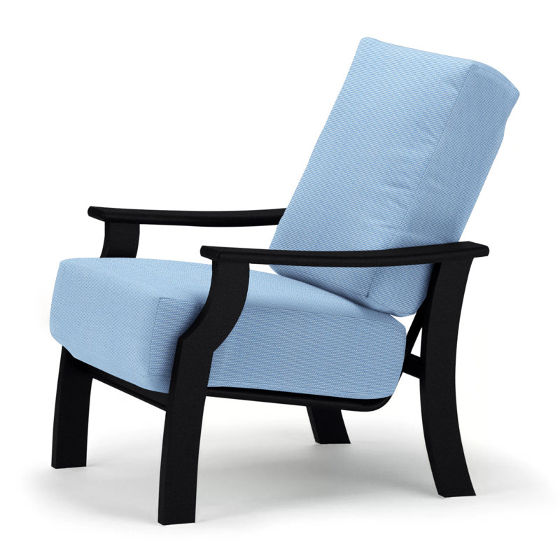 St. Catherine Outdoor Lounge Chair, Canvas Air Blue Sunbrella® Canvas, Textured Black