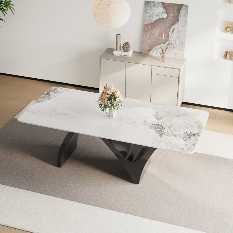 Modern Dining Table, 29.5" H x 71" L x 35.4" W
