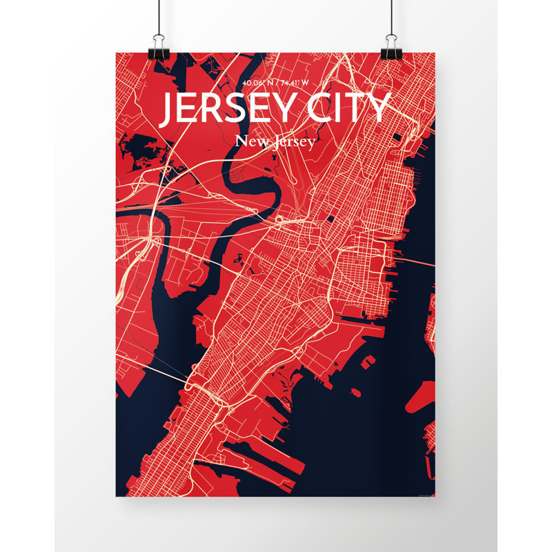 Jersey City Map - No Frame Print, 43.2cm H x 27.9cm W x 0.13cm D