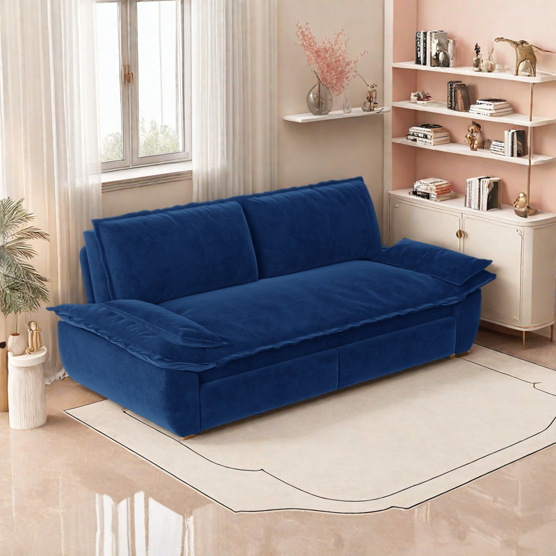 Canapé-lit escamotable de 73,2 po, canapé-lit convertible 3 en 1, causeuse multifonctionnelle, Bleu