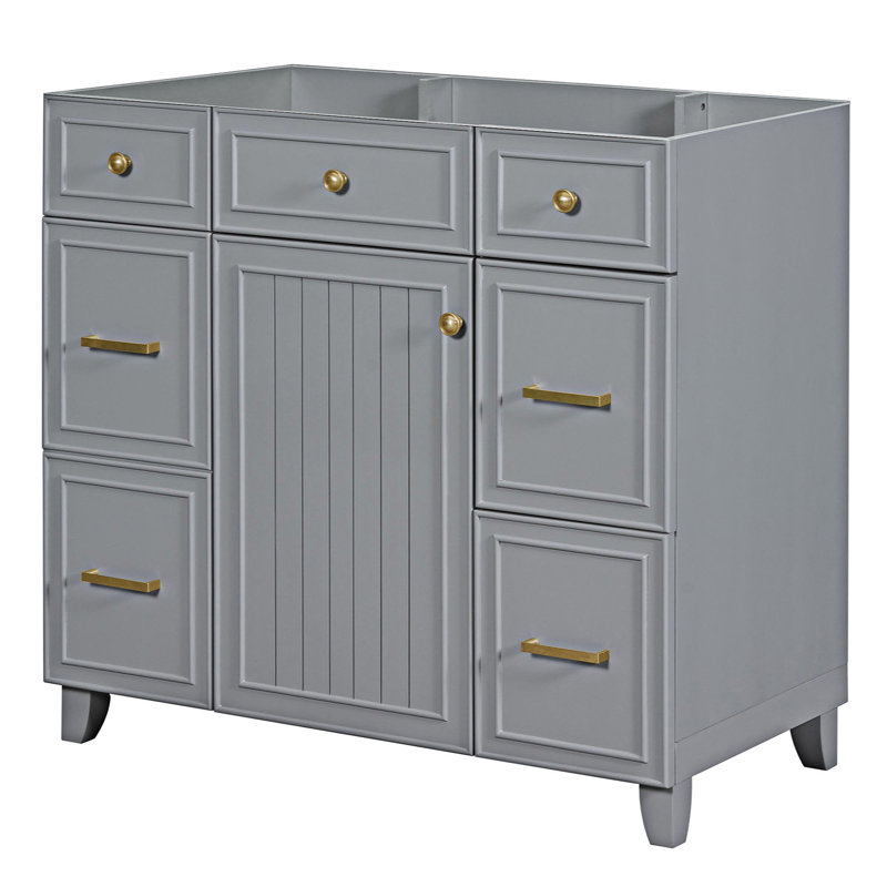 Base de meuble-lavabo avec trois tiroirs, Gris