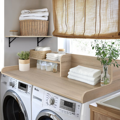 Kaboon 2-Tier Washer Dryer Countertop 58" W X 28" D X 12" H", Laundry Shelf Organizer
