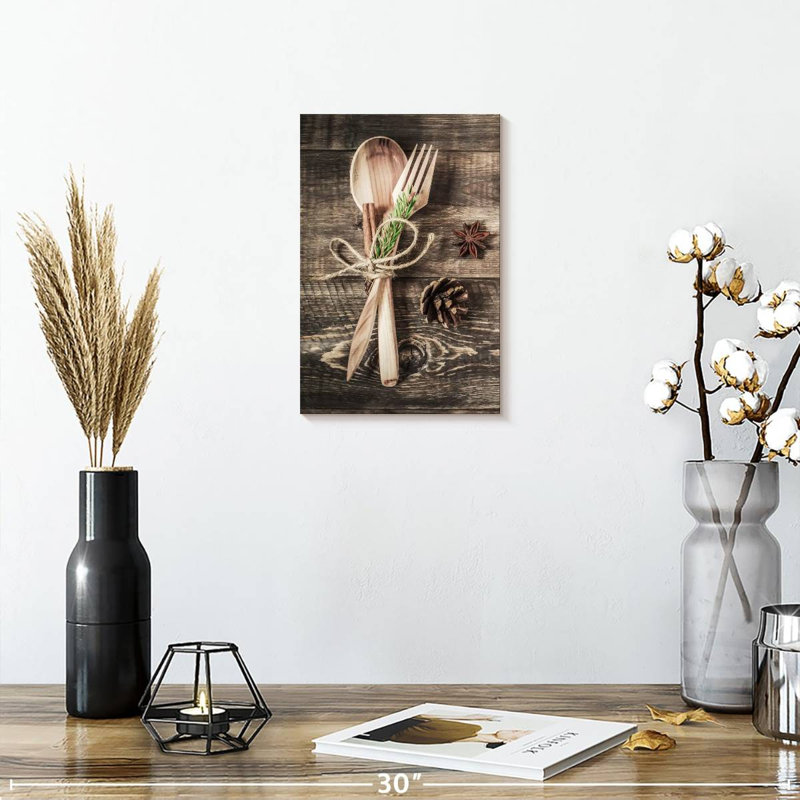 Coutellerie rustique en bois, H 12 po x l 8 po
