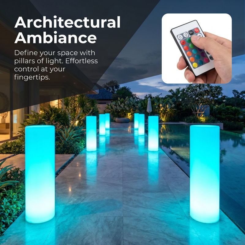 16 Colors Changing LED Cylinder Outdoor Floor Lamp