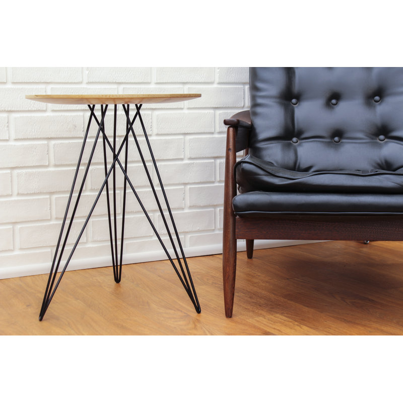 Hudson Solid Wood Top End Table, Black, Walnut
