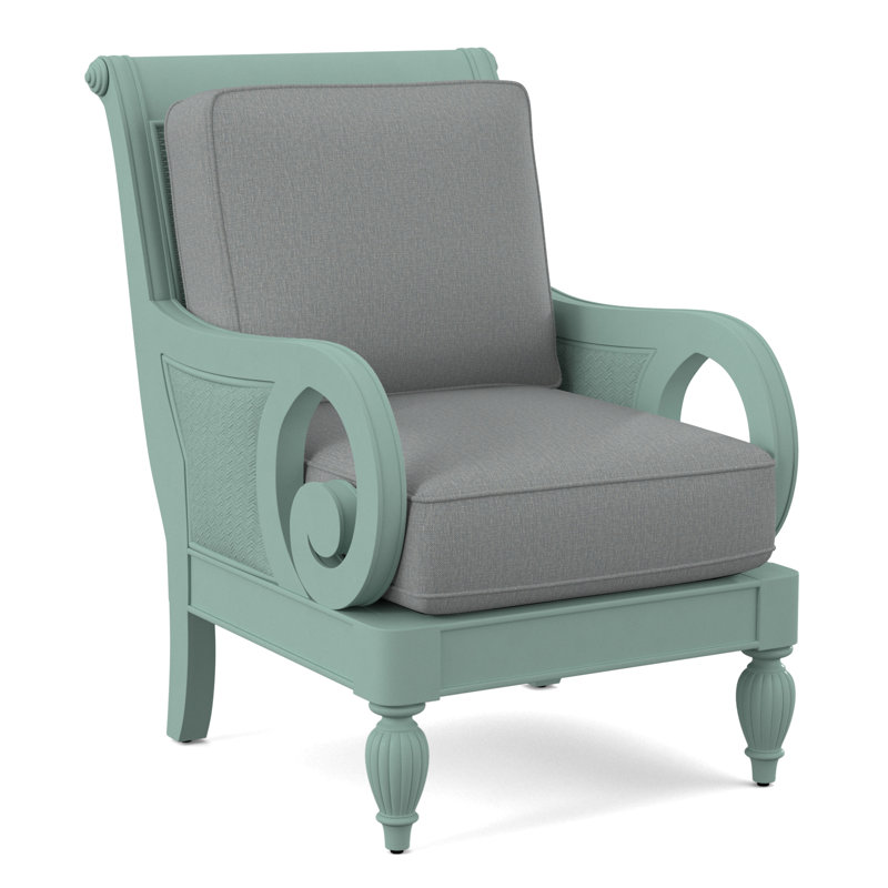Grand View 71.12Cm Wide Armchair, Light Blue Performance Fabric; 0851-55, Antique Frost White Finish