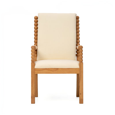 Ensemble de 2 chaises de salle à manger en bois d'hévéa, chaises de cuisine rembourrées en tissu avec coussin éponge haute densité