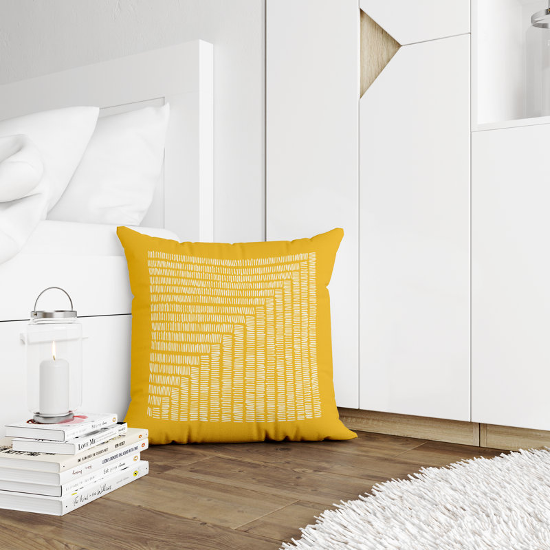 Jeté carré en polyester intérieur / extérieur, L 17 po x H 17 po, Jaune