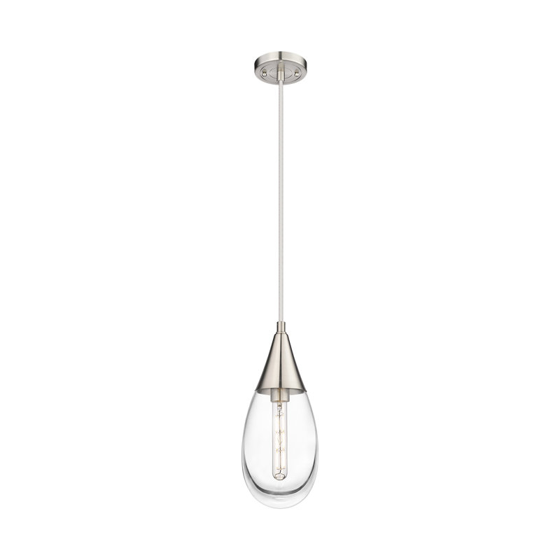 Macayle 1 - Light Single Drop Pendant Pendant, Clear, Satin Nickel