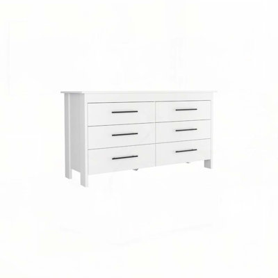 Commode double 6 tiroirs Hms, quatre pieds, plateau supérieur - blanc