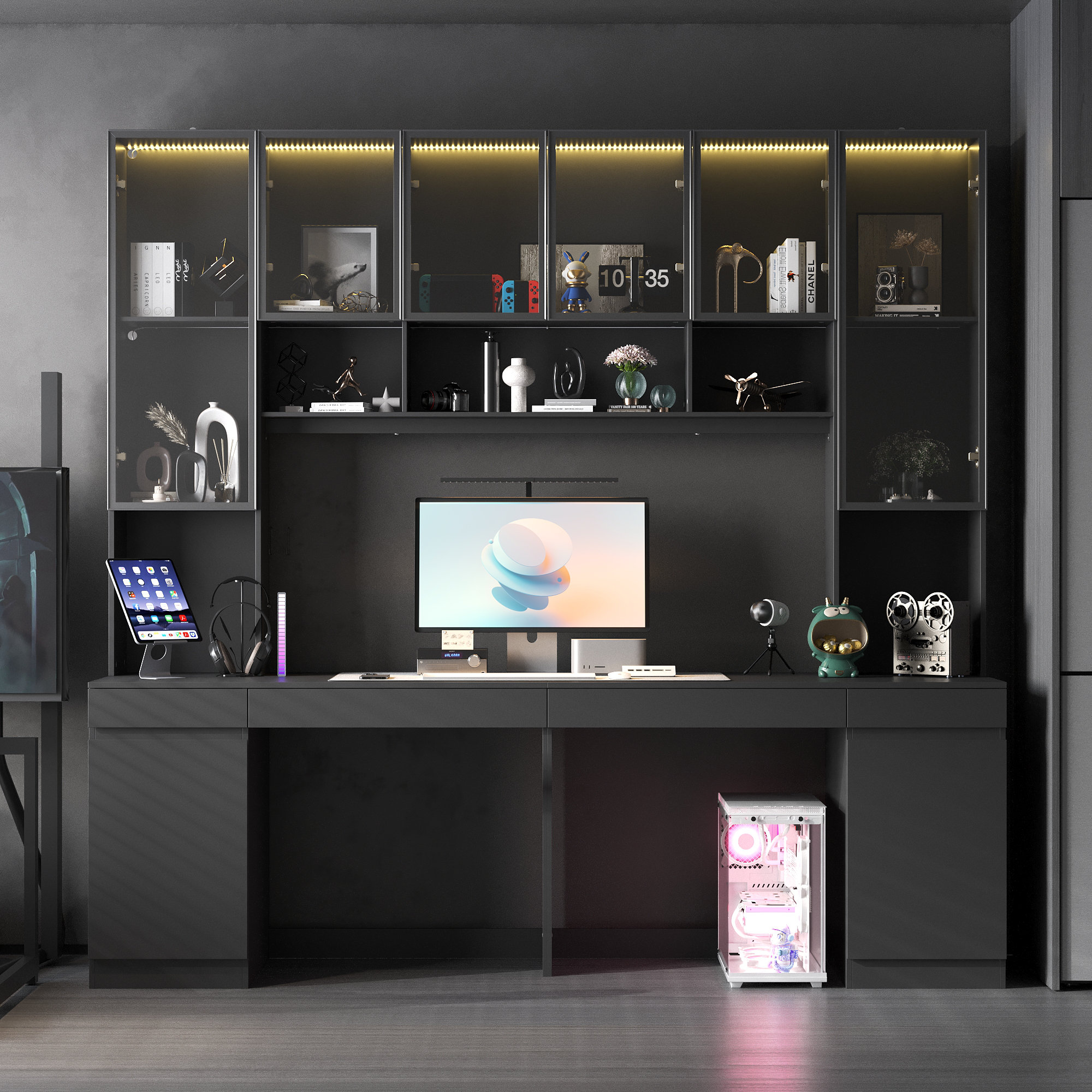Wade Logan Cantino 90.6'' Computer Desk with Hutch