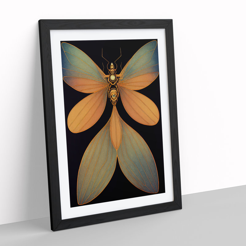 Amazing Dragonfly - Single Picture Frame Print, Black, 34cm H x 25cm W x 2cm D