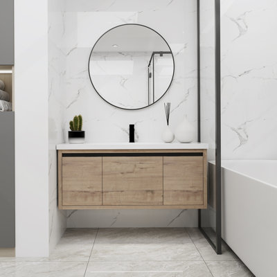 48 Inch Bathroom Cabinet With Sink,Soft Close Doors And Drawer,Float Mounting Design,48X18(KD-Packing)