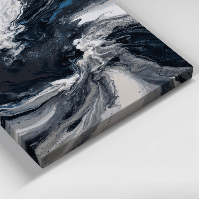 Abstrait art fluide sur toile grise 18, H 20 po x l 16 po