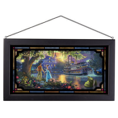 «Disney the Princess and the Frog» par Thomas Kinkade, reproduction d'art sur verre encadrée