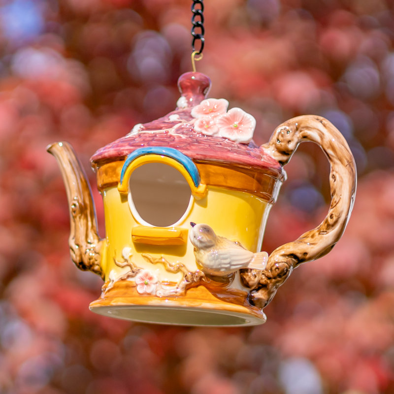 Théière suspendue en porcelaine 19,75 "avec robin" Robyn "