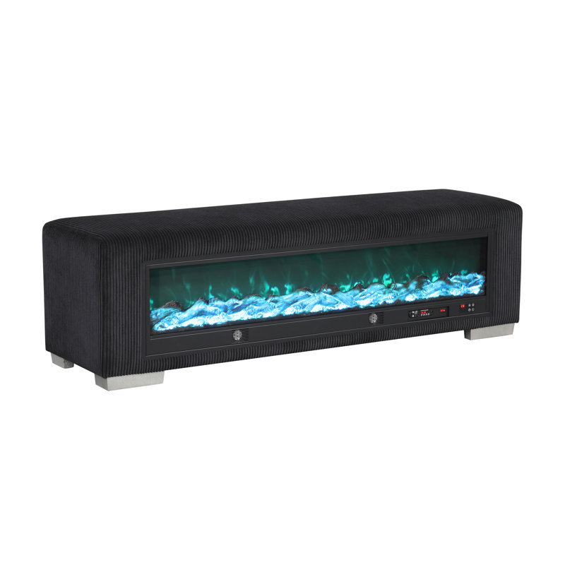 Banc avec foyer électrique Lystra, Noir