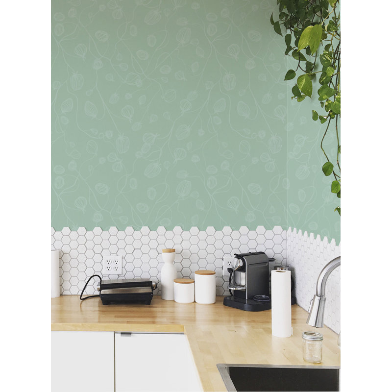 Onions 33' L x 20.5" W  Wallpaper Roll, Green