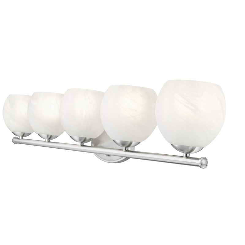 Meuble-lavabo 5 lumières Novalie, Nickel brossé