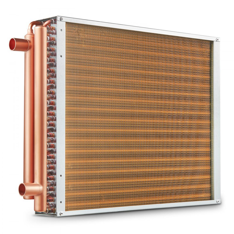 Heat Exchanger Water to Air, with 3-Row 3/8" Copper Ports, 242 Aluminum Fins Heat Exchanger for Outdoor Wood Furnaces, Residential Heating and Cooling, and Forced Air Heating