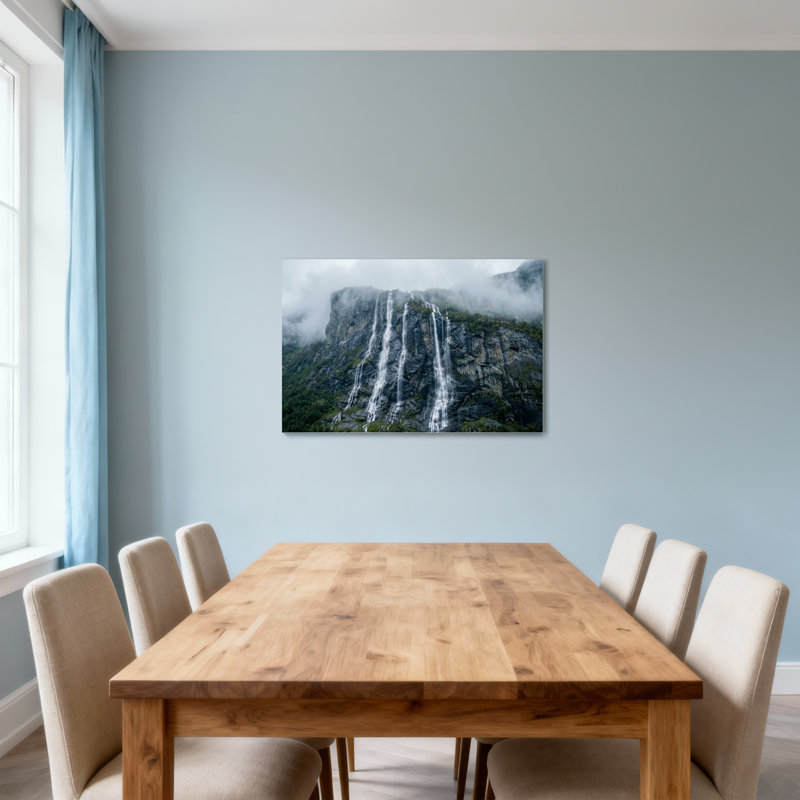 Paysage et nature Cascades majestueuses en cascade sur une falaise rocheuse, H 16 po x l 24 po
