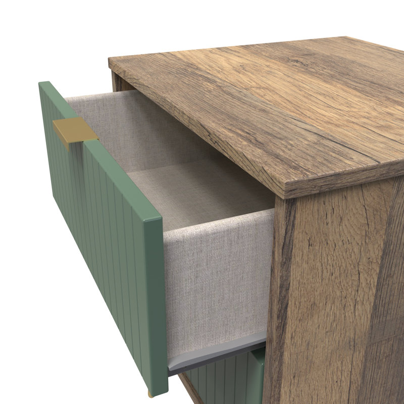 Beranda 45cm W Manufactured Wood Bedside Table, Labrador Green/Vintage Oak